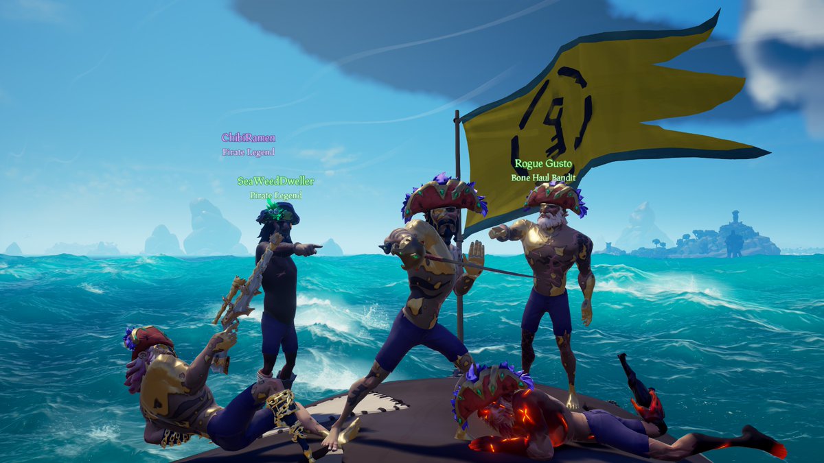 Retsamel's tweet image. Was nice meeting @WRockstead and joining the purple underwear taco hat gang! #SeaOfThieves #twitch #BeMorePirate