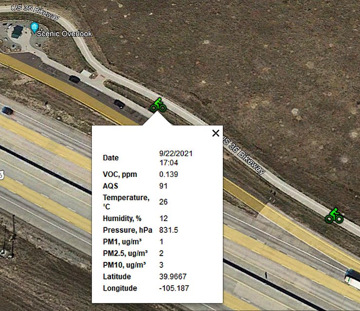 SmogBlogBetsy's tweet photo. Just remembered these dorky bike icons. #googleearth #biketoworkday #bikeicon #AirQuality #preliminarydata https://t.co/84qWbh3CL2