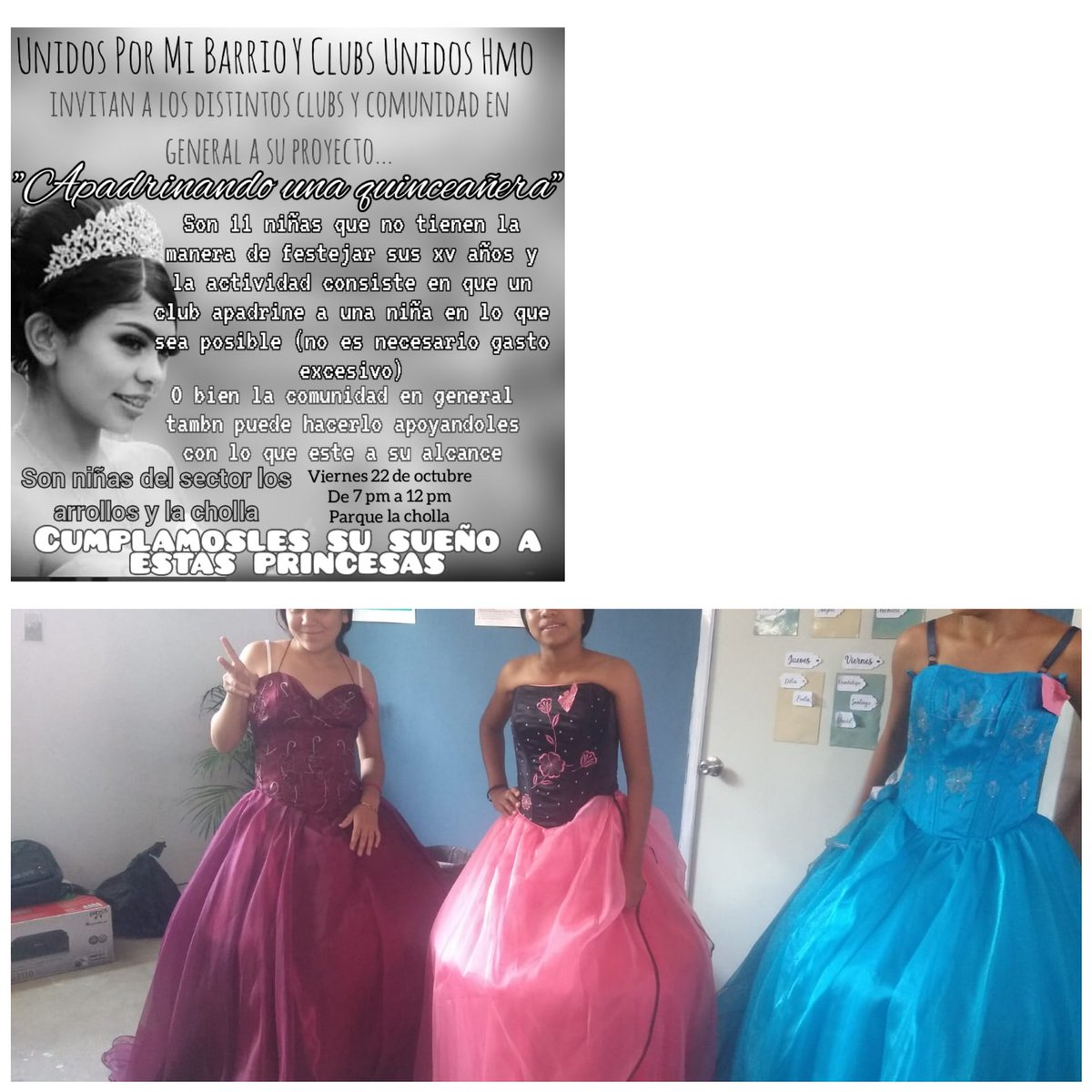 Centro comunitario unidos por mi barrio invita a ser padrin@s de jovencita que falta zapatillas,manicura,pastel individual,accesorios,desechables,sodas,arreglos ,globos