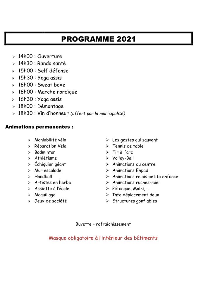 Rendez vous samedi 14h au Parc de la Comberie @VAuxances pour le <a href="/Famillathlon_/">Famillathlon</a> 2021! Des activités gratuites et animations pour tous les âges ...A vos baskets! Merci #omsfel