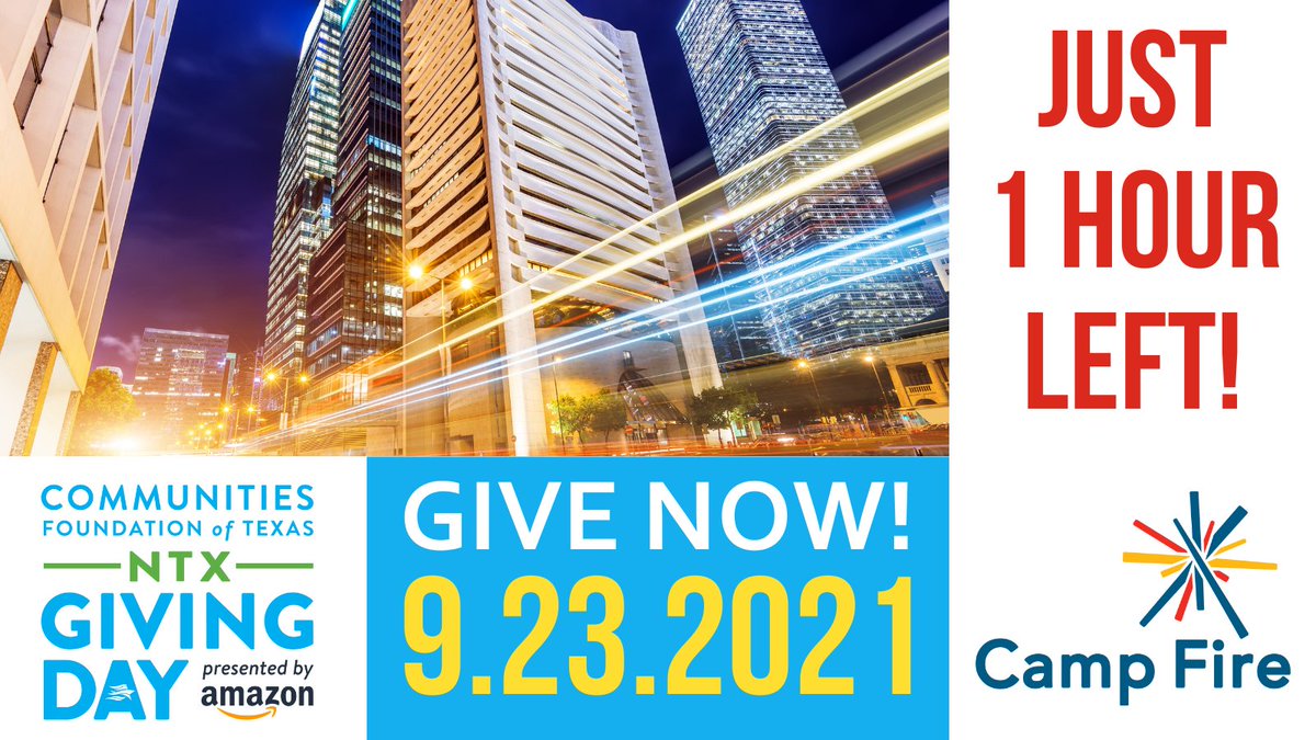 CampElTesoro's tweet photo. There is still 1 hour left to help kids in our program get back on the road to educational opportunities and life experiences that expand their horizons. 
 
Donate right now! 🚌️ 👇 
https://t.co/Ejkt09N689  

#BeTheGood #NTxGivingDay #campfirefw 
@NTxGivingDay https://t.co/EzSQ9w7ZiE