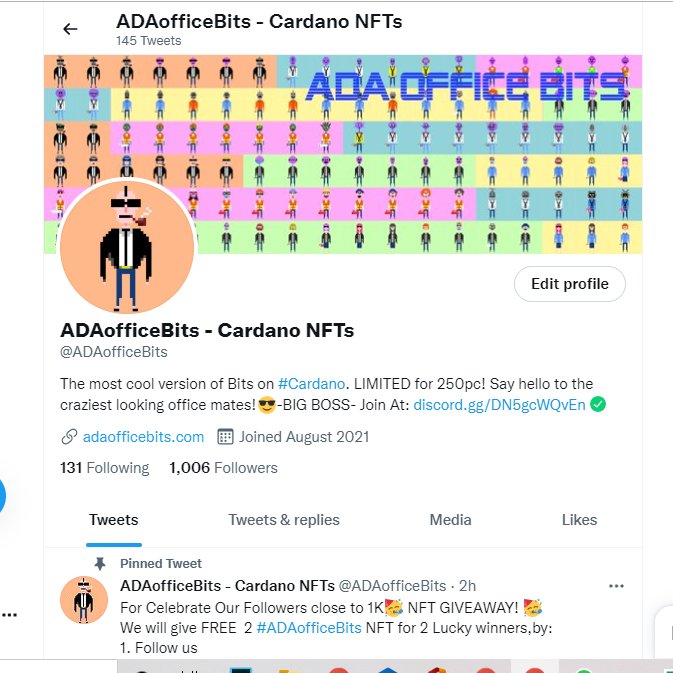 ADAofficeBits's tweet photo. Woohoo!! 1st 1000 followers! Let's have more fun with our cool-looking officemates!
Join the community: https://t.co/6LjRnDQgLu
#adaofficebits #CNFTs https://t.co/D8IvZq5L6E