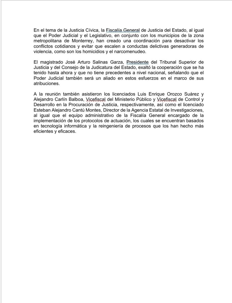 FiscaliaNL's tweet photo. Celebran reunión Alcaldes Electos con el Fiscal General de Justicia del Estado y Poder Judicial. Se presentan resultados del convenio sobre Policía Metropolitana de Investigación y Justicia Cívica. https://t.co/4nfEx37zOv