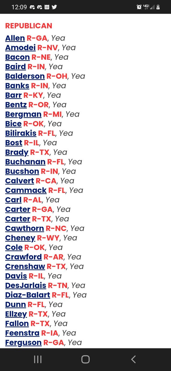 1SupremeBeotch's tweet photo. Dear Republicans, 

Here are your reps who voted for a Red Flag Gun confiscation law tonight.
Happy now?
#GOPTraitorsToDemocracy https://t.co/2kRZ3B4gQI
