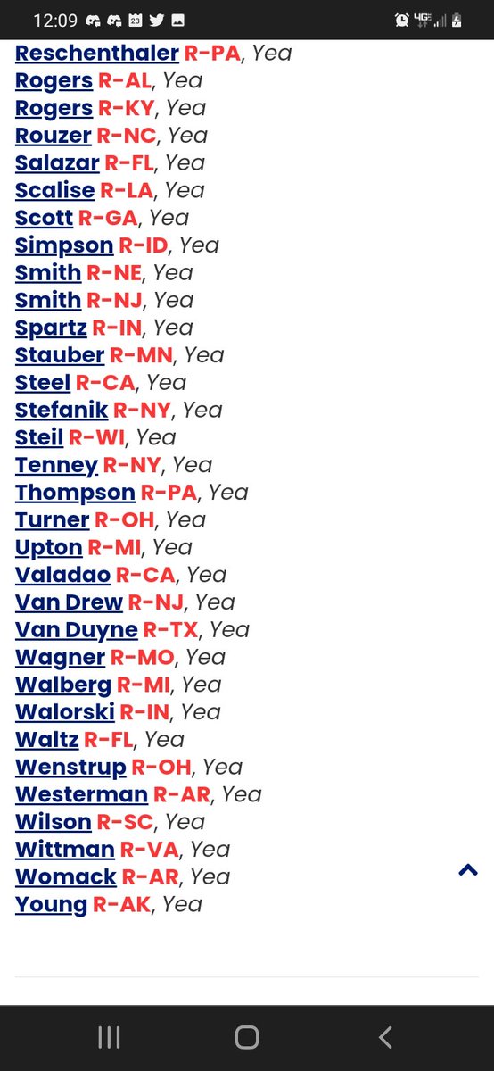 1SupremeBeotch's tweet photo. Dear Republicans, 

Here are your reps who voted for a Red Flag Gun confiscation law tonight.
Happy now?
#GOPTraitorsToDemocracy https://t.co/2kRZ3B4gQI