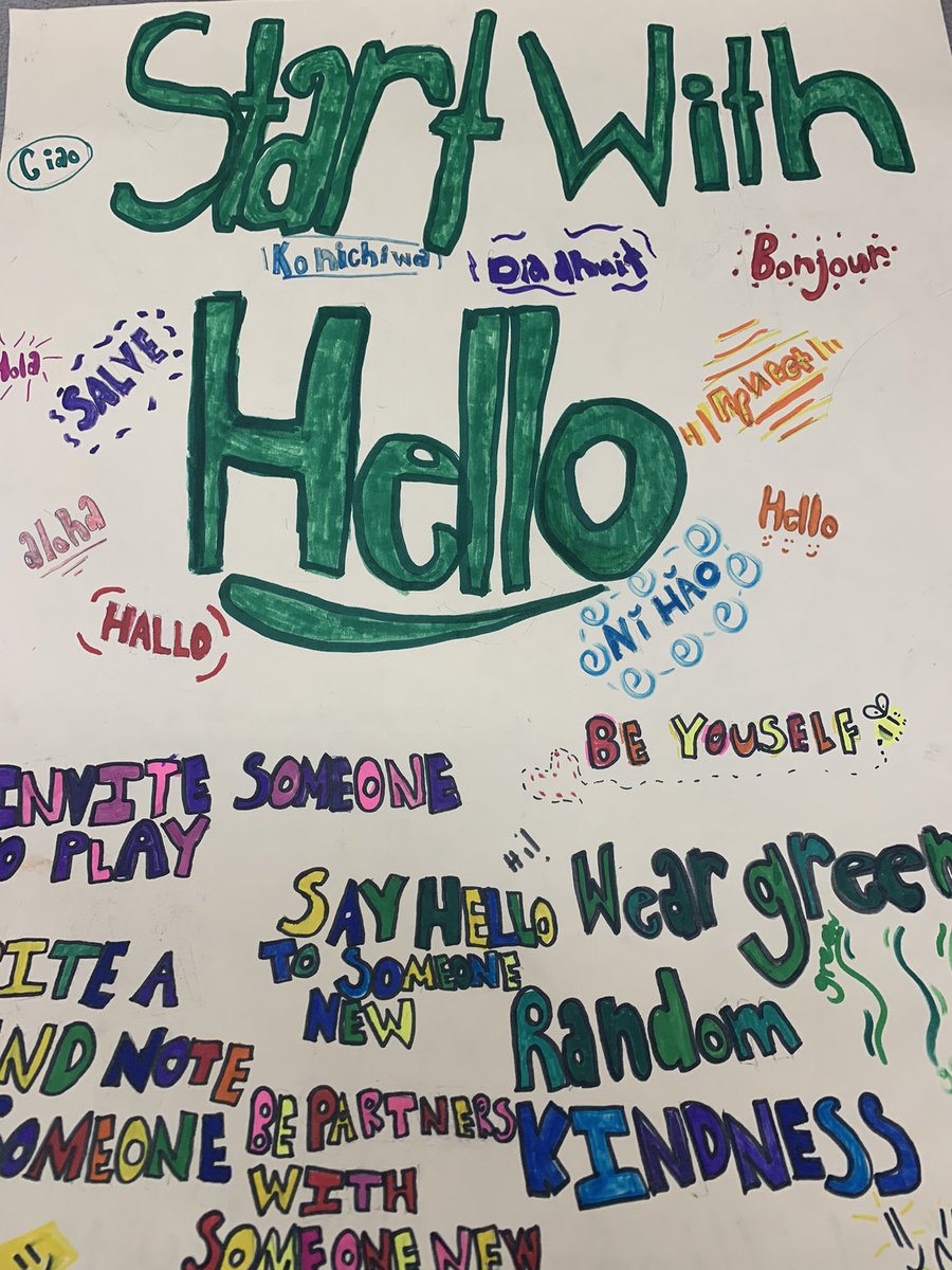 It all Starts with Hello! 🙂A quick first glance at some of the creative posters rolling in! Spreading positivity is what the #frazierfam is all about! <a href="/WilliamHFrazie2/">William H. Frazier Elementary</a> @msmadera101 #inclusivity #itallstartswithhello #empathy