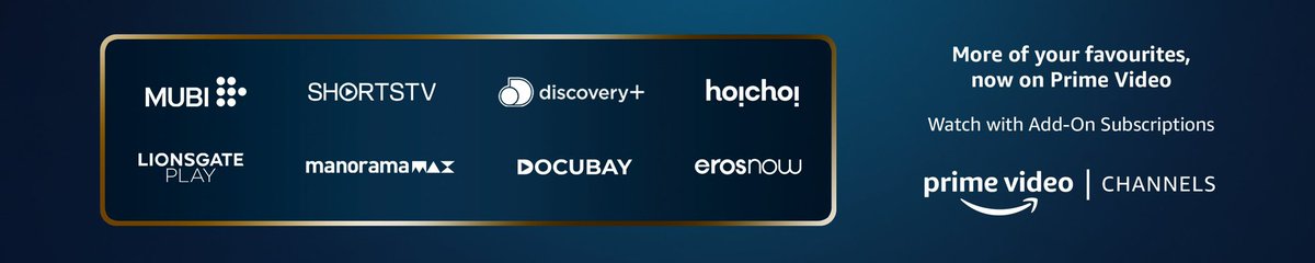 ComingSoonOTT's tweet photo. BIG BREAKING: Amazon Prime India partners with 8 streaming platforms with add-on subscriptions for Prime Members. 

Mubi - Rs. 1999
Lionsgate - Rs. 699
Hoichoi - Rs. 599
ErosNow - Rs. 299
Discovery+ - Rs. 299
Manorama Max - Rs. 699
Shorts Tv - Rs. 299. https://t.co/ZSCAL0bInZ