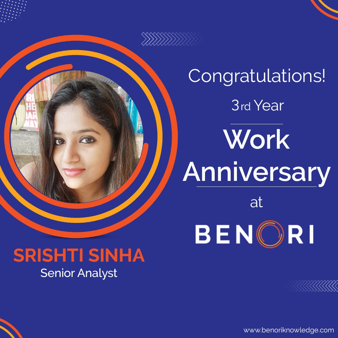 BenoriKnowledge's tweet photo. Congratulations Shristi on your 3rd work anniversary at Benori ! We look forward to many more.​​
​
#TeamBenori #BenoriKnowledge #WorkAnniversary https://t.co/oNY9Eg4Ufi