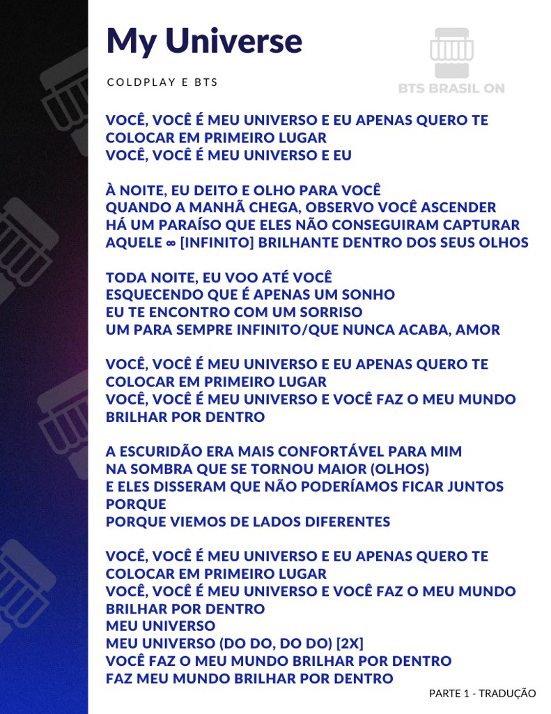 Letra e Tradução: My Universe - Coldplay feat. BTS - Poltrona Vip