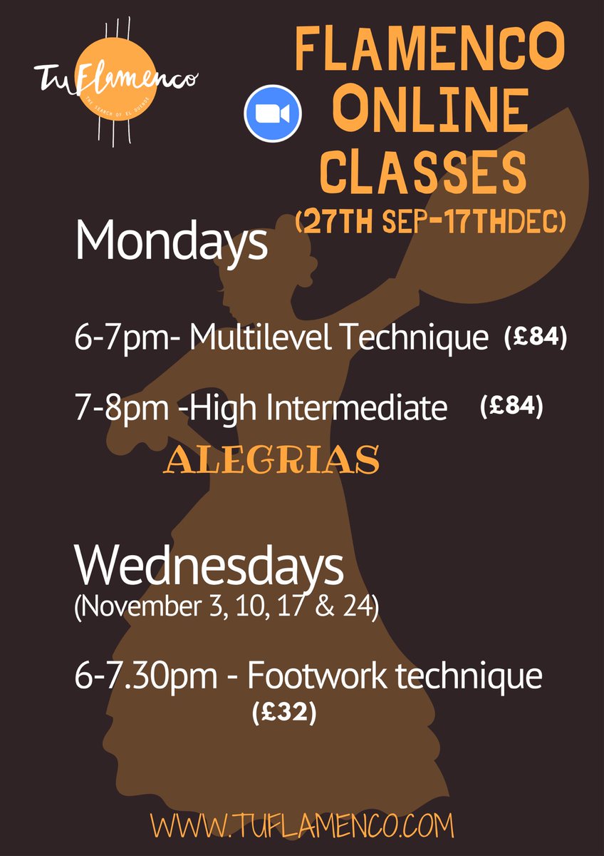 FlamencoTu's tweet photo. Starting on Monday classes are back face to face and online. Don’t miss them out!! https://t.co/9467NeZ8lz