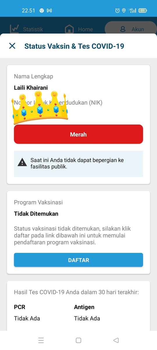 Laili_Rani's tweet photo. @PLindungi ini kenapa account sya merah,pdhal g sakit, ga ada keluhan apa apa https://t.co/s8Hyr3Z5qh
