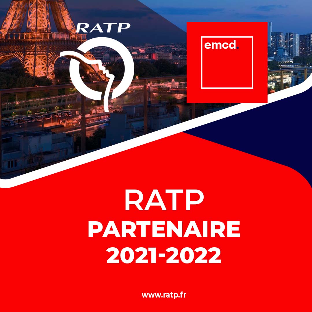 EMCDparis's tweet photo. EMCD #Inside Partenaires - RATP ⚡

L'EMCD Paris est fière de compter RATP parmi ses partenaires pour la saison 2021-2022.️🚀

#EMCD #Digital #Alternance #Formation #Marketing #RATP #Communication #Partenaire https://t.co/8Pv3Pkz1zT