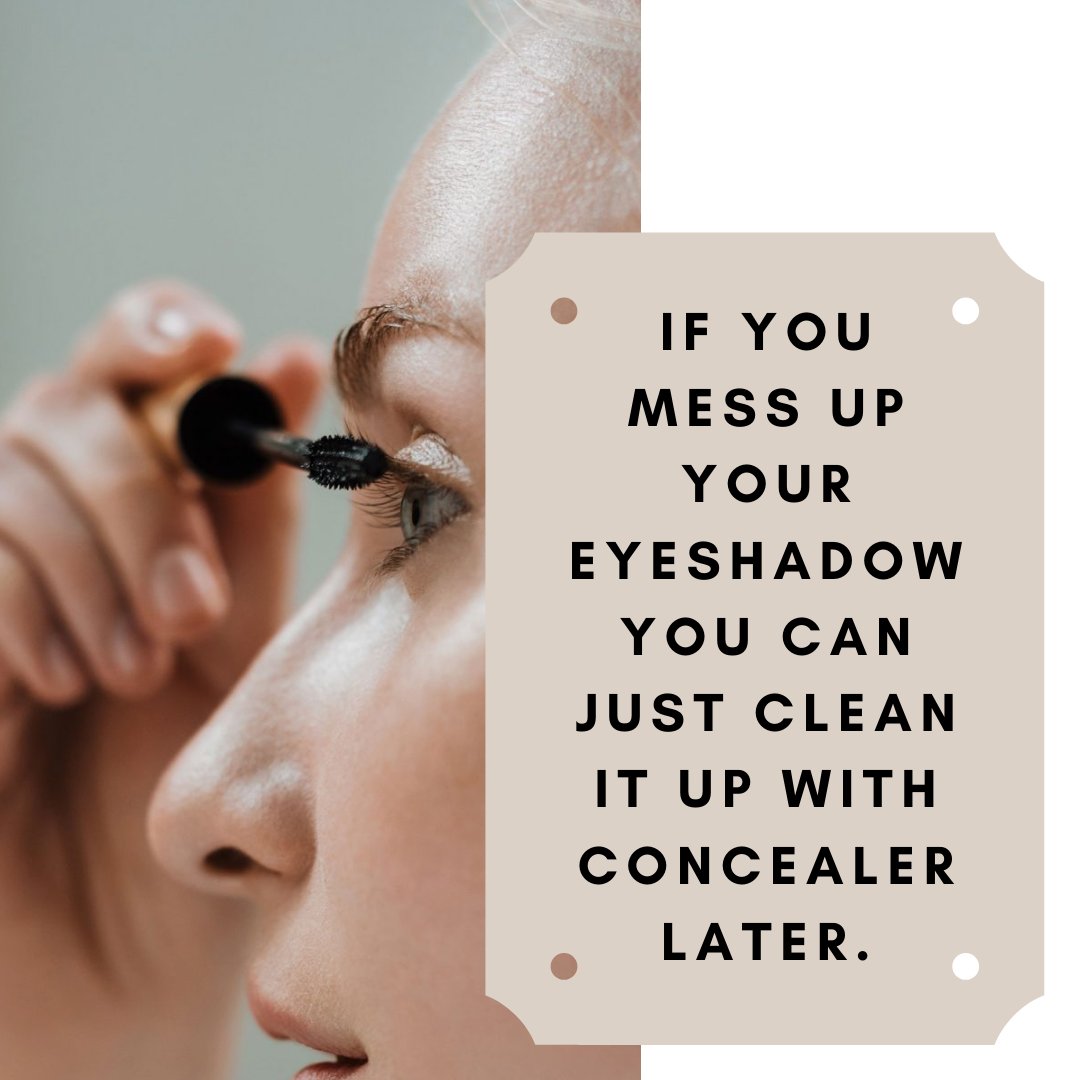 Many beginners often like to start with foundation or other skin products, but I️ find it easier to just do my eye makeup first. If you mess up your eyeshadow you can just clean it up with concealer later. #skincare #beauty #eyeshadow