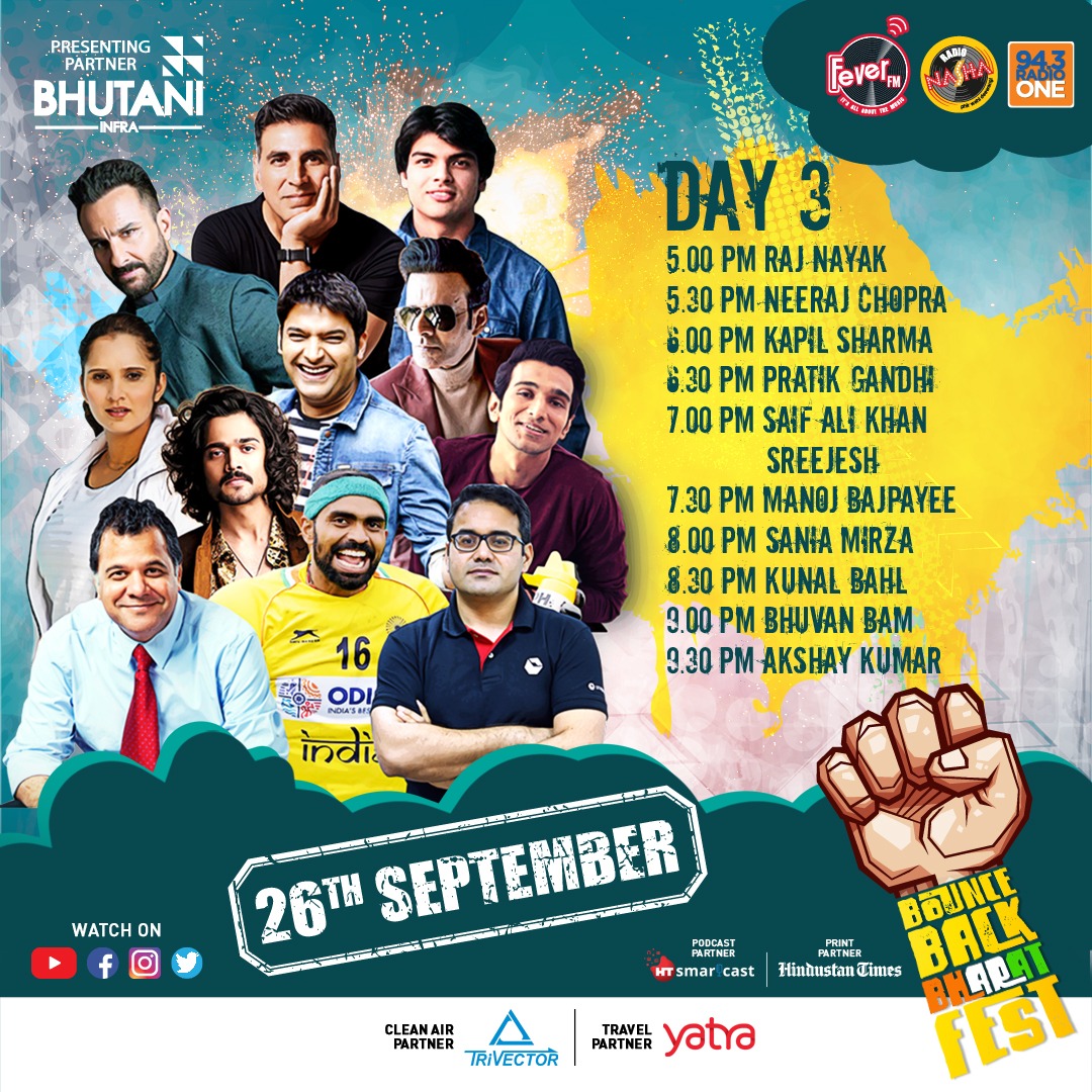 FeverFMOfficial's tweet photo. 24th September, 5pm to 10 pm, it is a date, dress up in your best! #BBBF
Presenting partner -
@BhutaniGroup
@TrivectorSci @YatraOfficial
@htTweets @HTSmartcast
#BBBFEST #BounceBackBharat #FeverFM #IndiaBounceBack #IndiaFightsBack #India https://t.co/mg7L9lPxTI