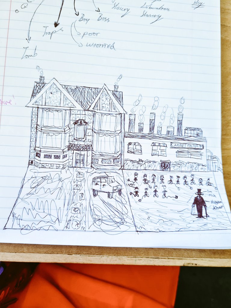 RPCCEnglish's tweet photo. Our study of Iqbal takes us to Pakistan, where our narrator, Fatima, describes the carpet factory to which she was sold. Here are our representations of what we've read! @RPCC_Creative you're doing a good job over there! #greenandproud @RegentsParkCC https://t.co/2Yt8WnILyX