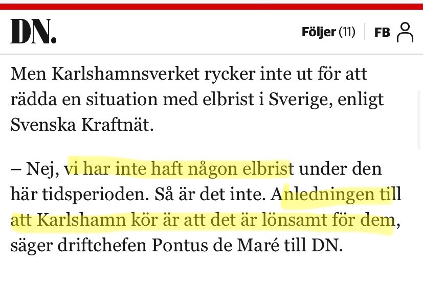 Härmed borde egentligen de senaste dagarnas försök till politiskt poängplockande om oljekraftverket i Karlshamn vara över, men det är väl att hoppas på för mycket.

dn.se/sverige/oljekr…