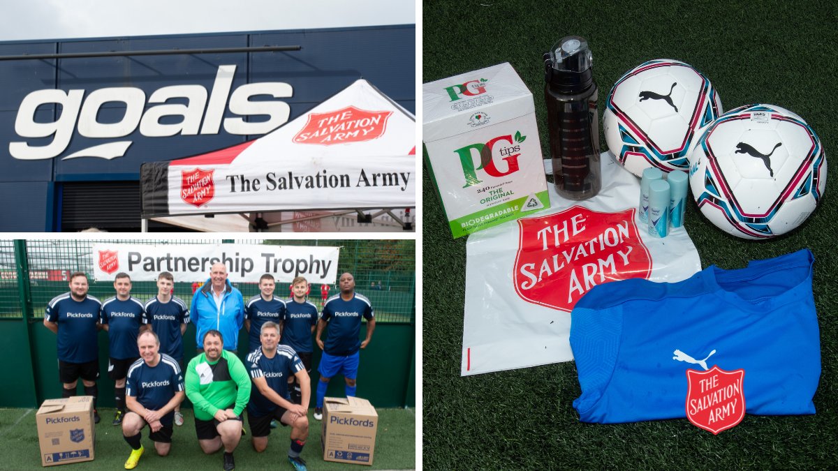 salvationarmyuk's tweet photo. Thanks to everyone who made our 10th Partnership Trophy tournament such a great event. Thank you to @Pickfords for your sponsorship, @goalsmanchester for hosting us and @GuardiolaFound @PGtips @PUMA @UnileverUKI for your donations. We’re incredibly grateful for your support.(1/3) https://t.co/hdWp4dS0MD