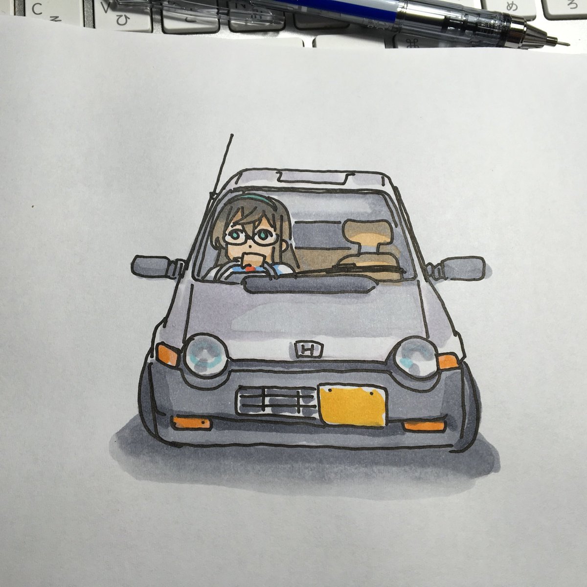金剛(艦これ) 「ホンダ車は結構描いてたんだね 」|ひじからのイラスト