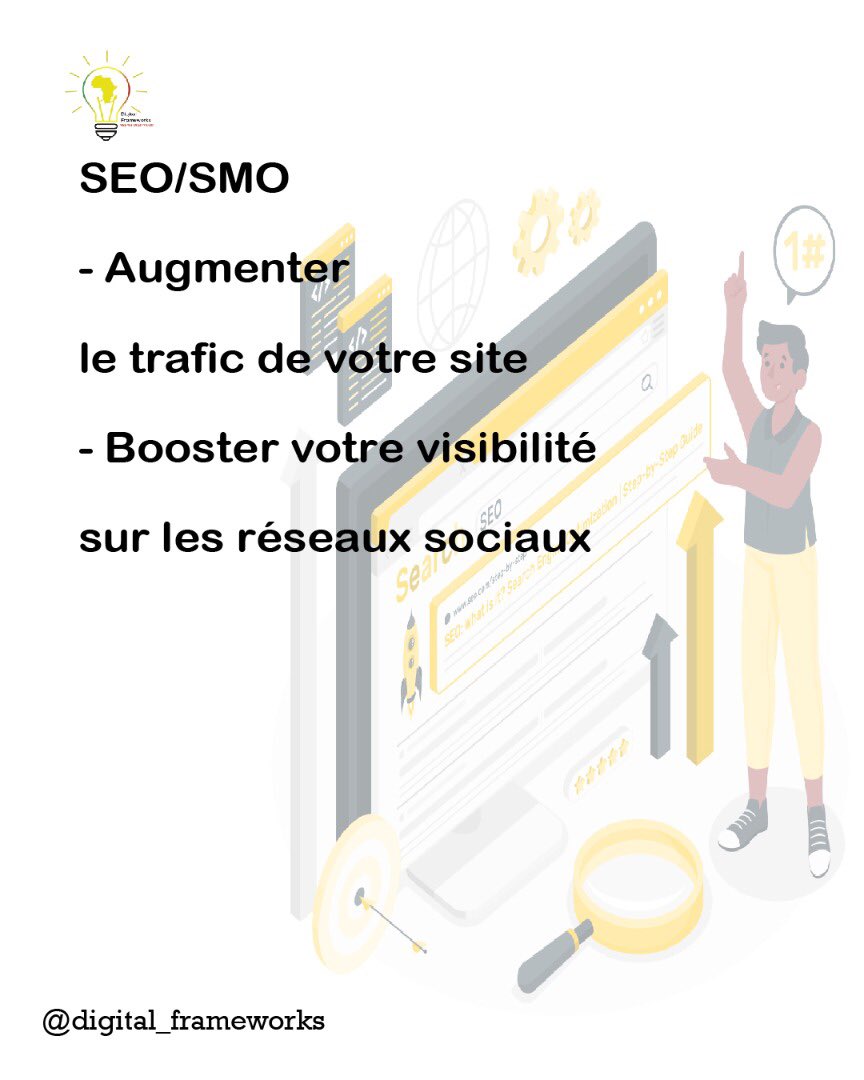 Digital Frameworks est à la fois une agence digitale 360° et une start-up technologique. 
Nos autres services ⬇️
facebook.com/10718443145930…

#auditmarketing #seo #evenementiel #developpementmobile #socialmediamarketing #socialmedia #communitymanager #digitalmarketing #emailmarketing