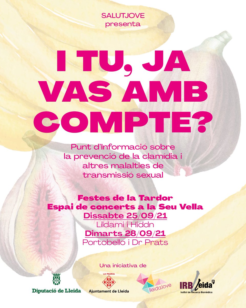 oyuguero's tweet photo. Demà a les Festes de la Tardor, cribatge comunitari de Chlamydia! Si tens entre 18-25 anys apropa’t a la nostra carpa als concerts de la Seu Vella de #Lleida @lleidaJove @IRBLleida_Info https://t.co/WQwuhQNgaj