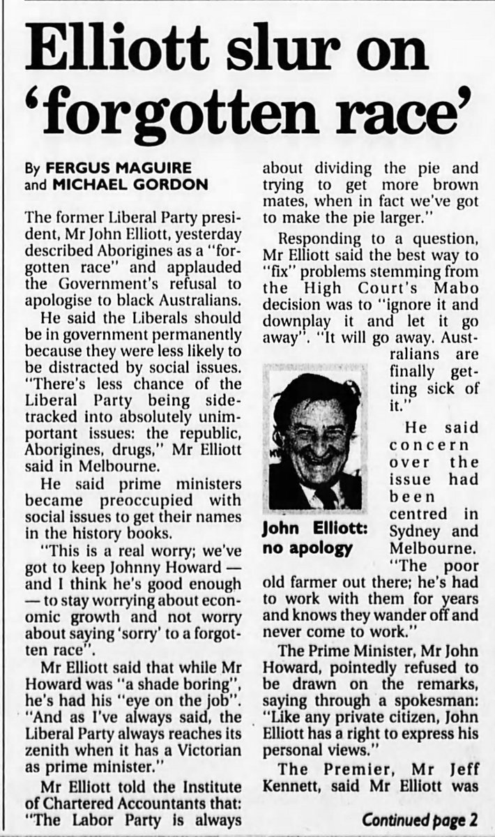 ascottnlights's tweet image. I'll certainly always remember these words of John Elliott which summed up his values. From the front page of The Age, 10 March 1999. #auspol