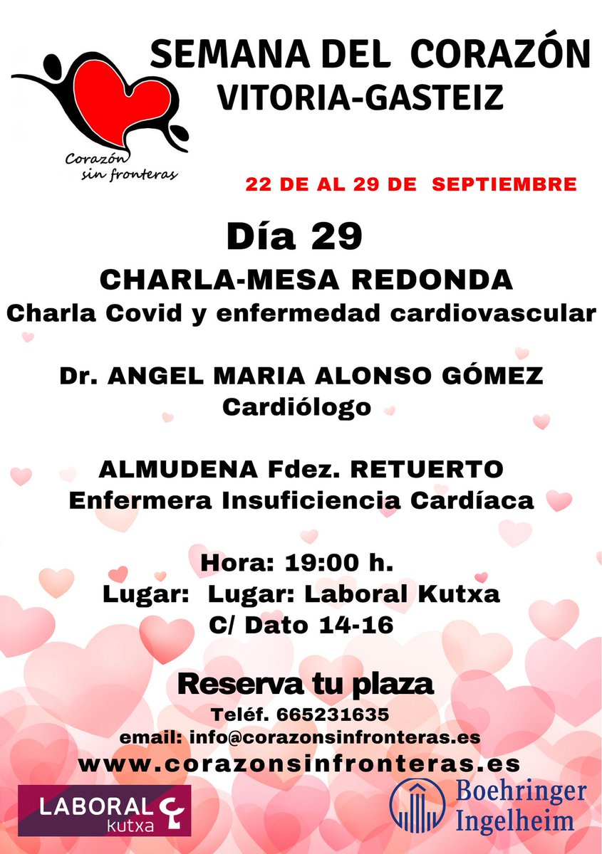 El miércoles 29 os esperamos con otra de nuestras actividades de la #SemanadelCorazon2021