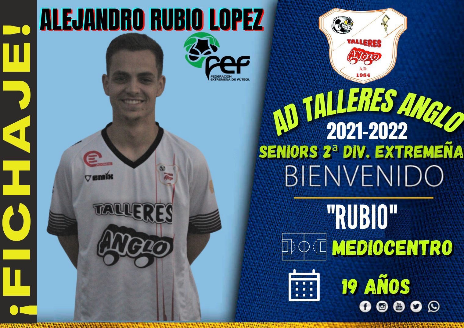 AD Talleres Anglo Twitter: "𝐅𝐈𝐂𝐇𝐀𝐉𝐄 | Alejandro Rubio nuevo fichaje la AD Talleres Anglo 👏 👏 https://t.co/HIzINbz32H" / Twitter