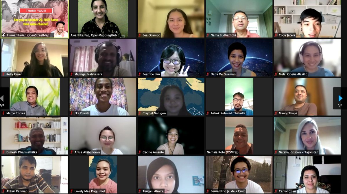 openmapping_ap's tweet photo. What a great #MapAndChat hour session! So many great ideas, so much enthusiasm, so much mapping, and SO MUCH fun - we are so inspired by our #OSMAP community, and can't wait to see you all next month!

Stay tuned to find out who won the GPS devices &amp; the surprise raffles! 😁😉 https://t.co/hiUGojMgWc