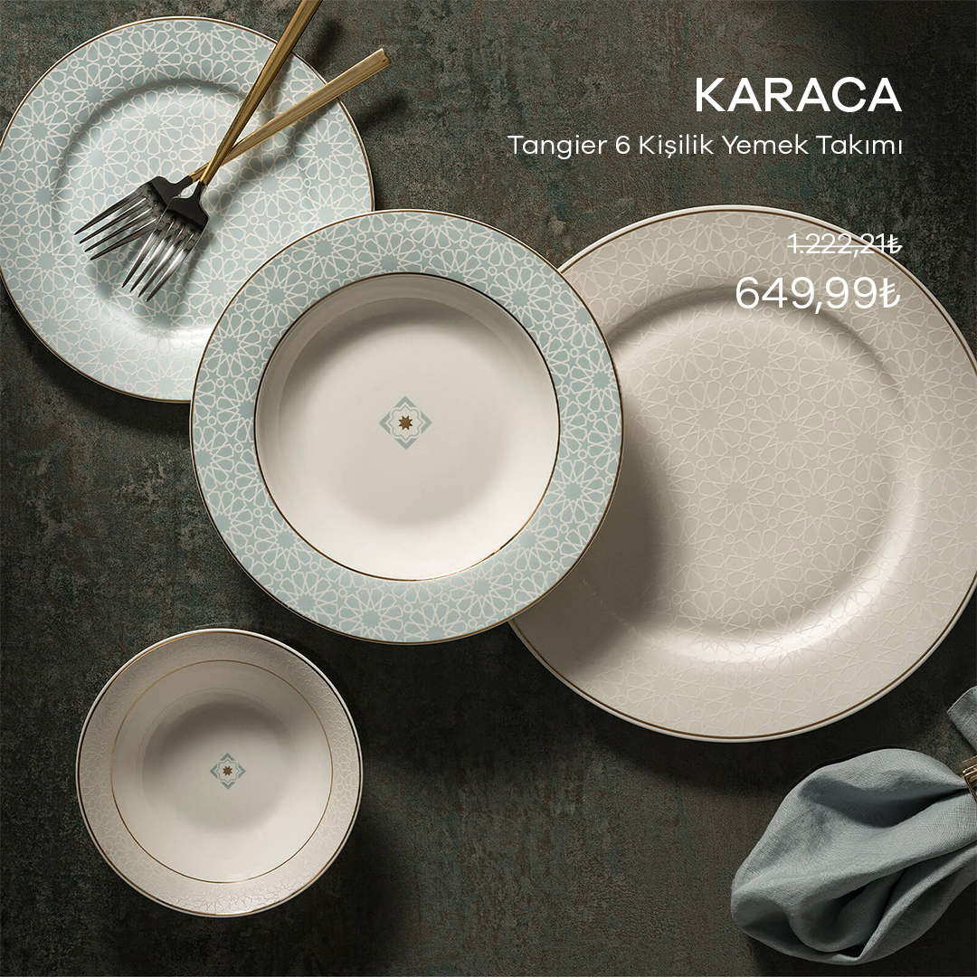 Altın yaldızla süslenip, sakin renklerle hareketlendirilen Karaca Tangier 6 Kişilik Yemek Takımı ile dikkat çeken masalar hazırlamaya ne dersiniz?

Linke tıkla, hemen satın al: bit.ly/TangierYemekTa…