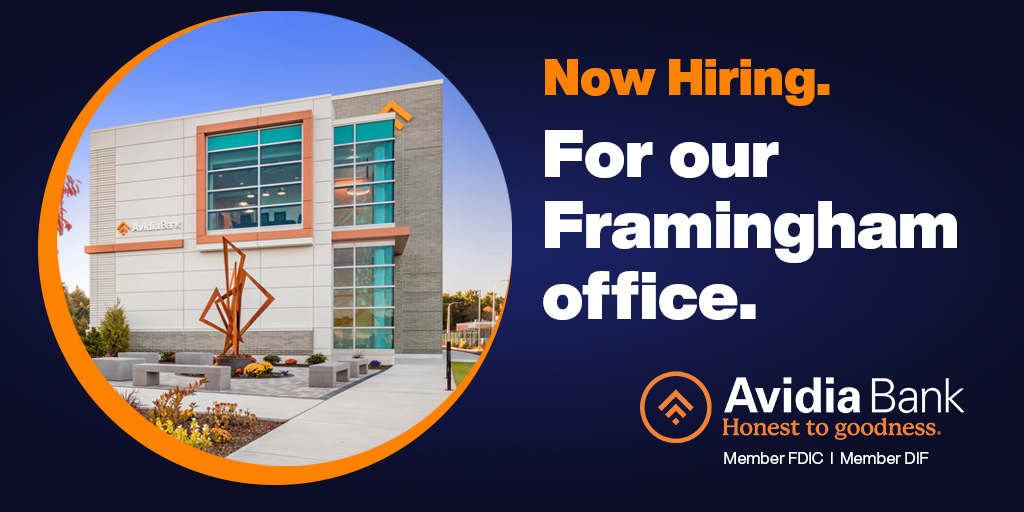 JanelMaysonet's tweet image. Avidia Bank is hiring for their Framingham Office!  Check out the current open positions: 

ow.ly/nFFx50GfNWT