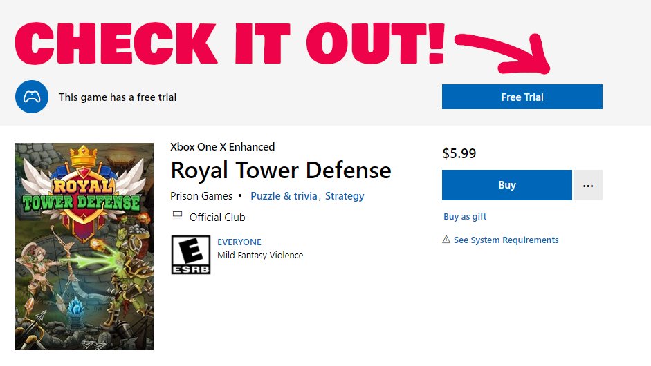 PrisonGames_'s tweet photo. Weekly #GIVEAWAY 👊🥳
Play FREE Trial of Royal Tower Defense available on #Xbox and win full version!
One winner for each 10 retweets! 🏆⤵️
https://t.co/NoTzoaoEK8
To enter:
1⃣ Play trial
2⃣ Comment your screenshot
🤞 Results - 30.09.21 🤞
#NintendoSwitch #towerdefense #td https://t.co/sPPKu2WijT
