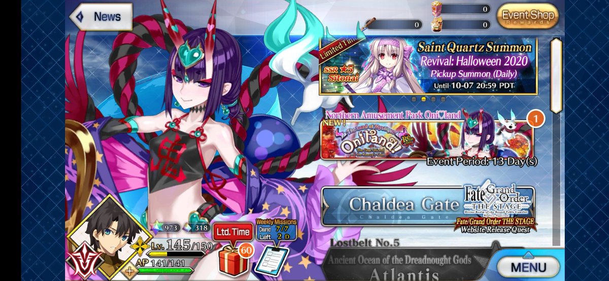 ShinnTypeMoon's tweet photo. The Land of Mystique, Oniland! The Great Oni and the Kamuy's Gold is here! 🎃#FGO #FGONA #FateGrandOrder #FateSeries #FateGOUSA #TheLandofMystiqueOniland #TheGreatOniandtheKamuysGold #ShutenDouji #caster #Sitonai #alterego #Oniland #Halloween #ishere https://t.co/Xi5RCFyYiH