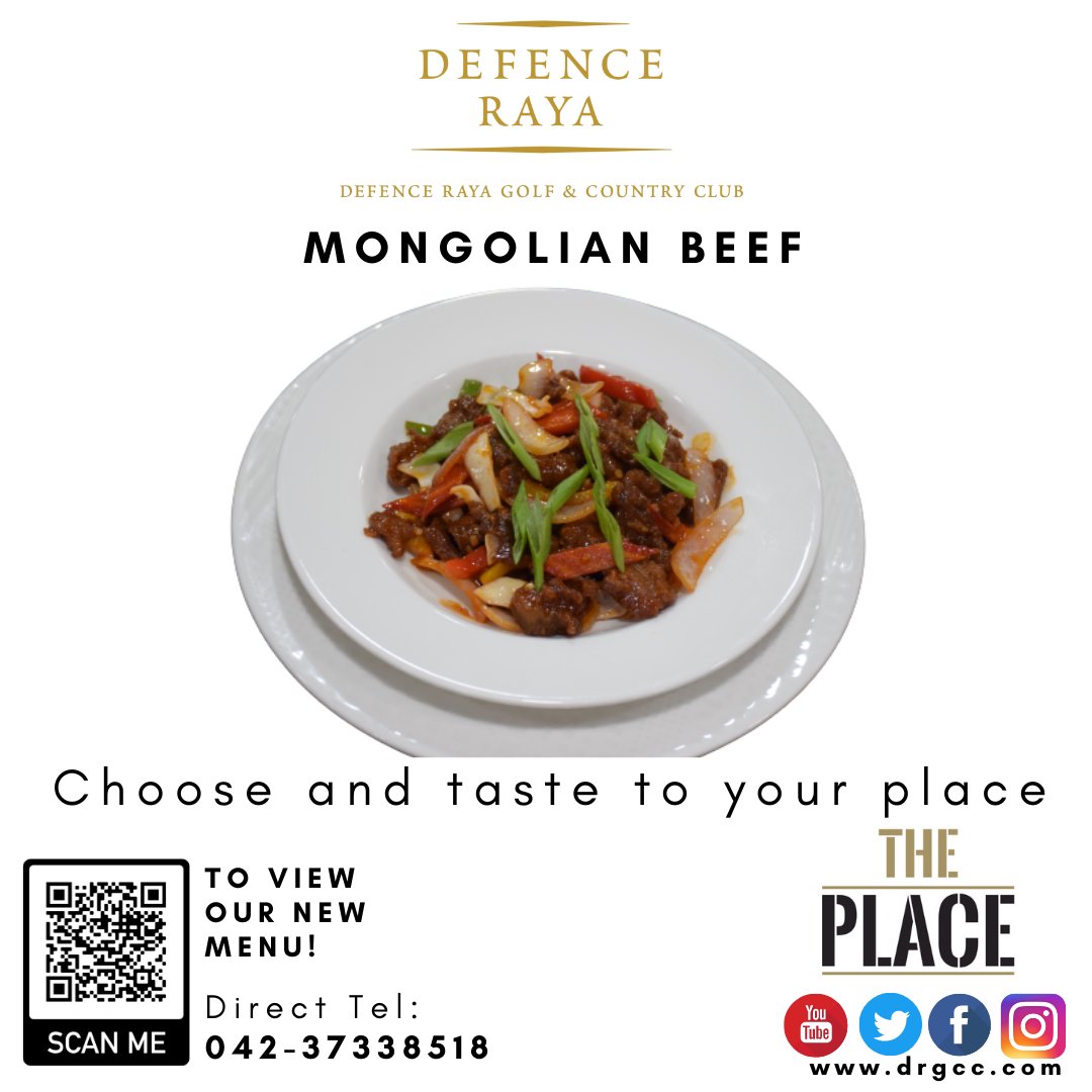 defence_raya's tweet photo. CHOOSE AND TASTE TO YOUR PLACE!
Join us at The Place Restaurant and indulge yourself with our mouthwatering Mongolian Beef. For more information and booking please call on 042-37338518.
#ThePlace #foodlovers #amazing #great #dining #menu #DRGCC #Phase6 #DHA #Lahore #Pakistan https://t.co/Ci5SgYvK2e