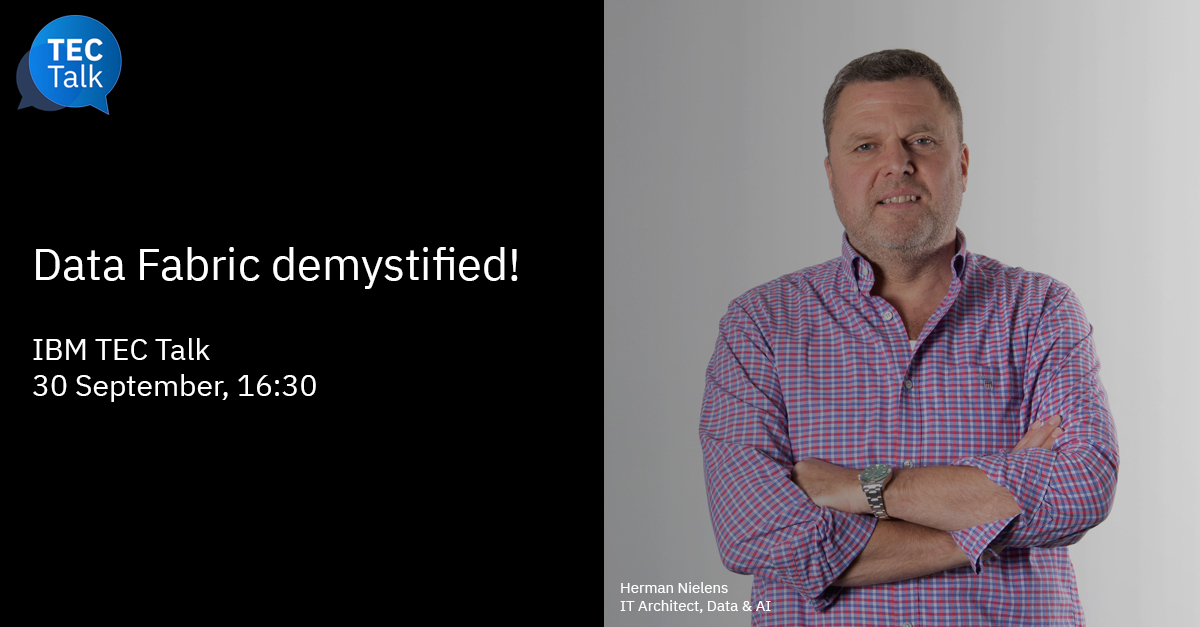 A Data Fabric connects the right data, at the right time, to the right people, anywhere and anytime.
Check out Herman’s view on Data Fabric!
#datafabric #hybridcloud #easydataaccess
Join here:
meetup.com/TECTalk/events…