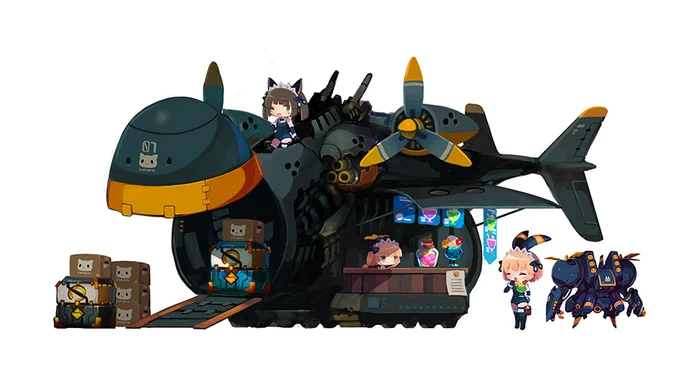 キッチンカーならぬキッチン輸送機
拠点かステージ道中に補給&ショップキャラとして登場予定 