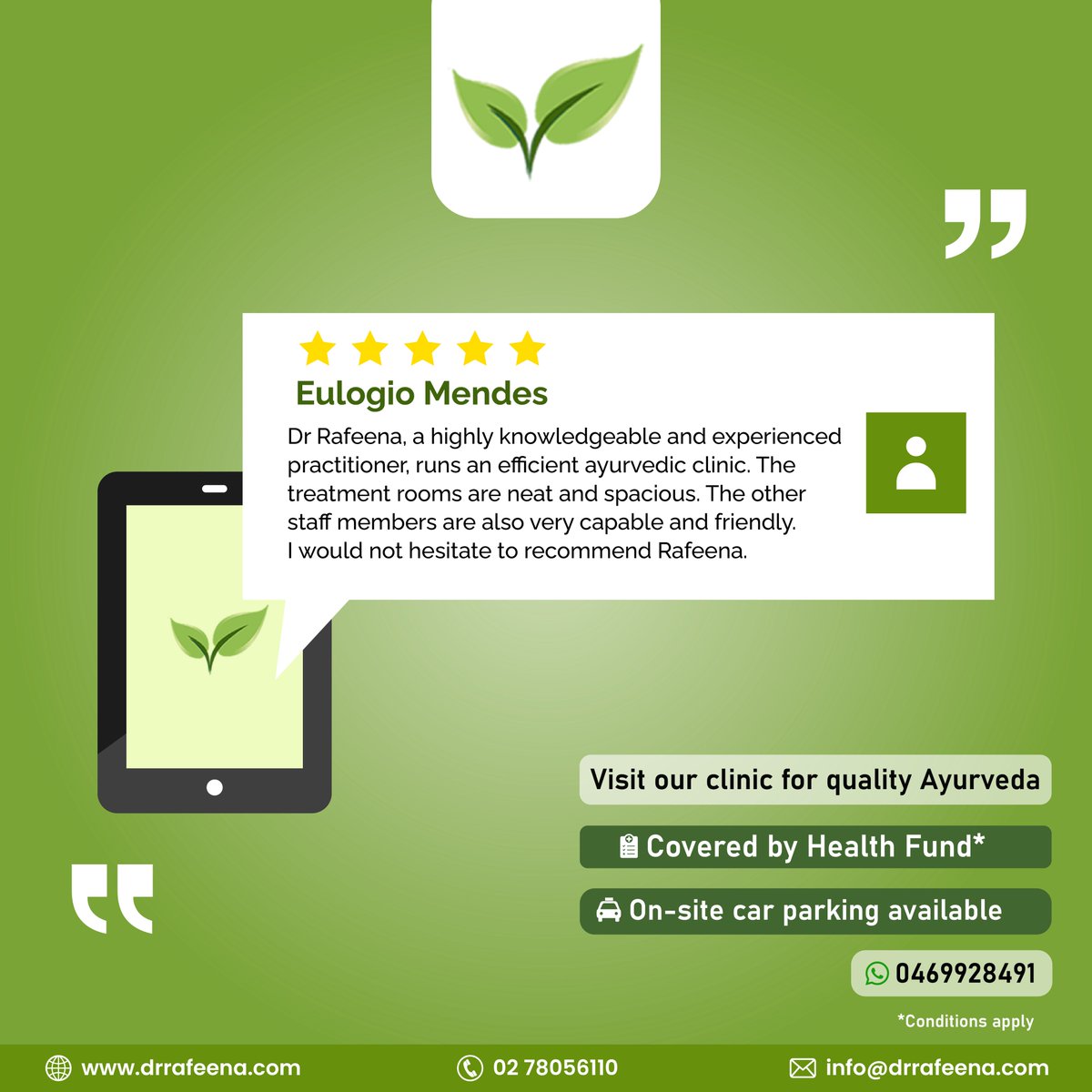 rafeenaayurveda's tweet photo. Here is a review from one of our clients.
Visit: https://t.co/jHPQzXGWOF
#happyclientreview #happyclient #livayurveda #Rafeena #rafeenaayurvedicpractitioner #practitioner #ayurvedicpractitioner #BAMS #pgdy #Sydney #Parramatta https://t.co/xCoE8w2L3z