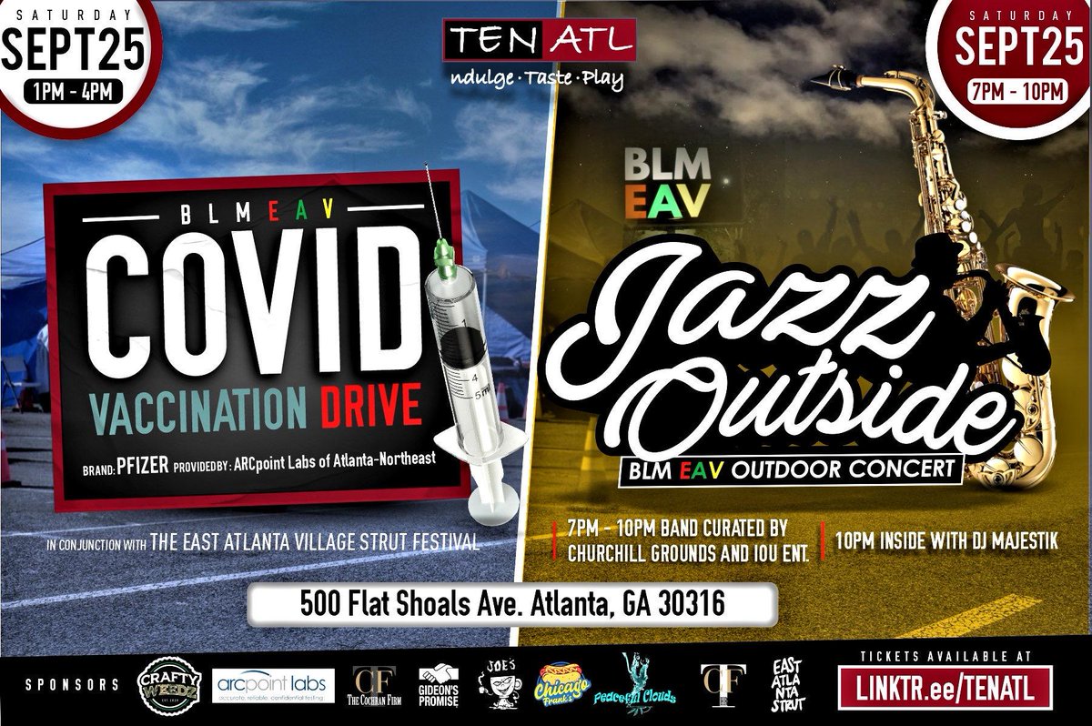 JRapping's tweet image. Free Vaccines and Outdoor Jazz - Come on out to the @EAVStrut - enjoy the community and keep one another safe.  This Saturday, September 25th.
@Gideons_Promise is proud to join local business to promote togetherness and community health.