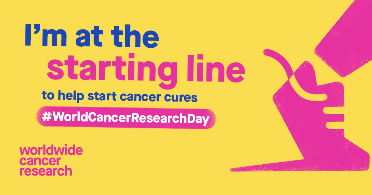 Without the start, there can be no end to cancer.  That’s why I’m joining <a href="/WorldwideCancer/">Worldwide Cancer Research</a> at the starting line on #WorldCancerResearchDay, to help highlight the importance of discovery research.  Find out more and get involved ➡️ worldwidecancerresearch.org