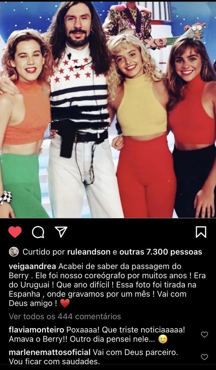 metheoro's tweet photo. Morreu o Berry! Coreógrafo da Xuxa no auge… post da Andrea Veiga contando sobre! Criador das icônicas corêos de Ilarie e xuxuxu-xaxaxa!
Detalhe pro comentário da Marlene Mattos no print! #RipBerry https://t.co/5stLhF7cO0