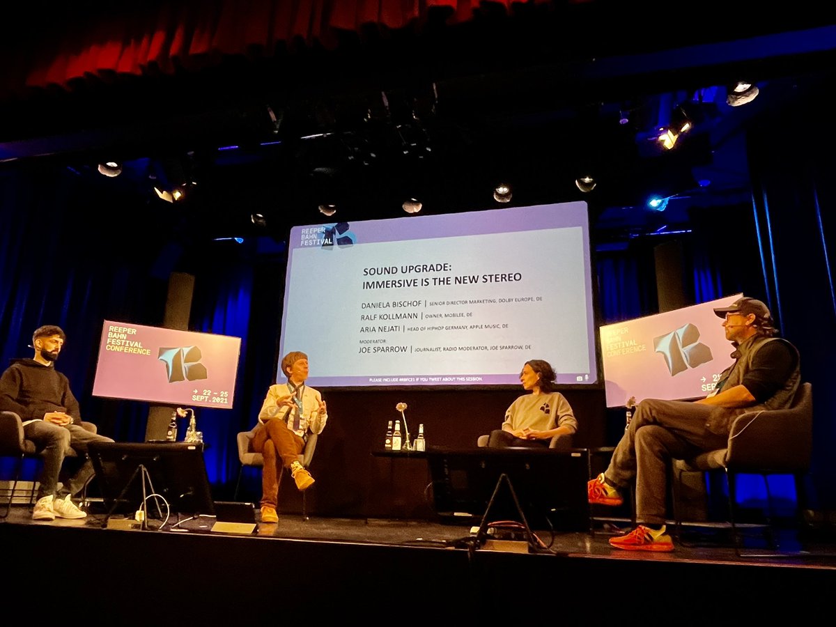 Immersive is the new Stereo! #DolbyAtmosMusic Panel im Rahmen der #rbfc21 mit <a href="/arianejati/">aria nejati</a>, @ralfkollmann und Daniela Bischof <a href="/Dolby/">Dolby</a> #dolbyatmos #dolby #3daudio #immersive #rbf21