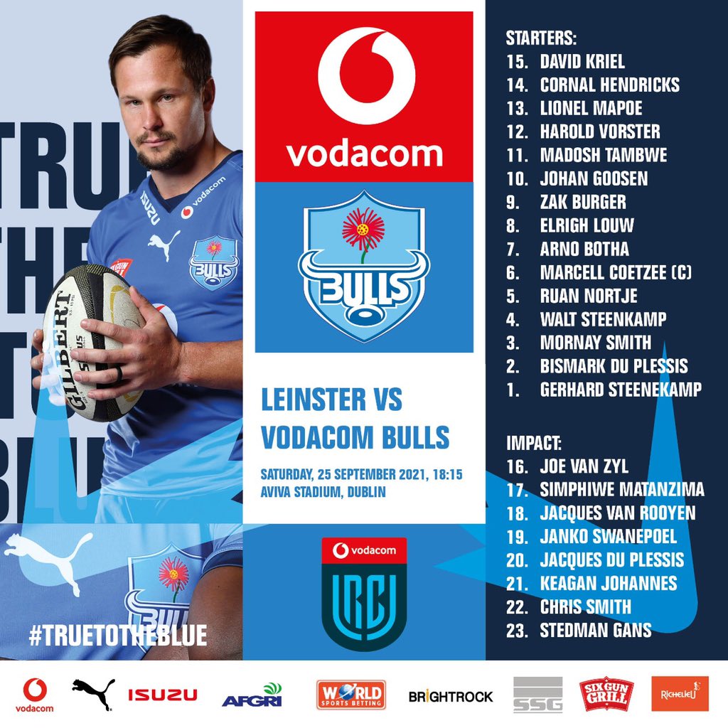 🚨 TEAM ANNOUNCEMENT 🚨 

Here is your team to take on Leinster in our first game of the <a href="/Vodacom/">Vodacom</a> #URC 💪

Comment with your score prediction below 👇 

#TrueToTheBlue