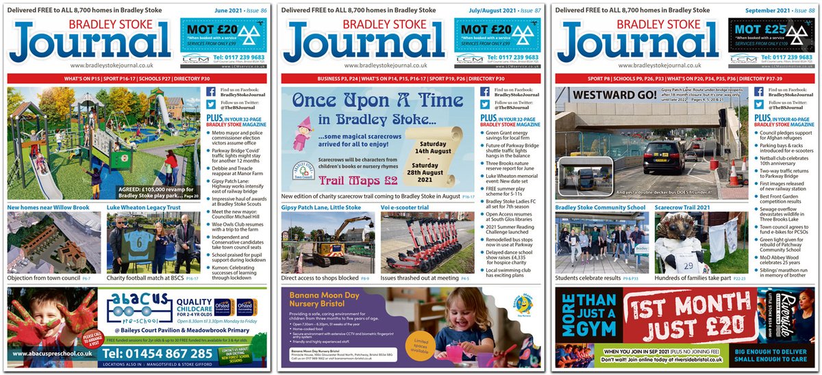 TheBSJournal's tweet photo. Advertise in Bradley Stoke's biggest and best community news magazine. Book now for our OCTOBER issue, delivered to 8,700 homes on the weekend of 16th/17th October. Phone us on 01454 300 400 to book your space. https://t.co/xNvlAVSwD2 #hyperlocal #Bristol #SouthGlos #BS32 https://t.co/ibRF7W7zpj