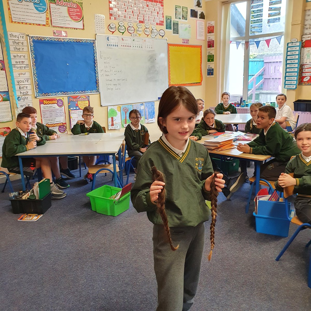 stonehallschool's tweet photo. Well done to this girl on donating her hair to the rapunzel foundation! An amazing gesture 👏 we are so proud of her 🥰 https://t.co/8XWWIptZpX
