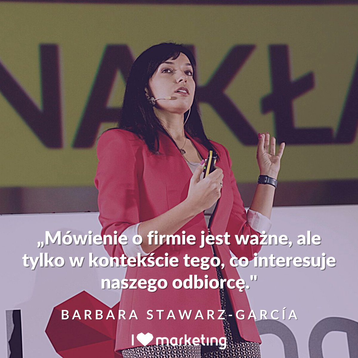 ❤️ <a href="/bstawarz/">Barbara S. García</a> podczas swojej prezentacji na #ilovemkt próbowała odpowiedzieć na pytanie: Opowiadać historie czy opowiadać o sobie?