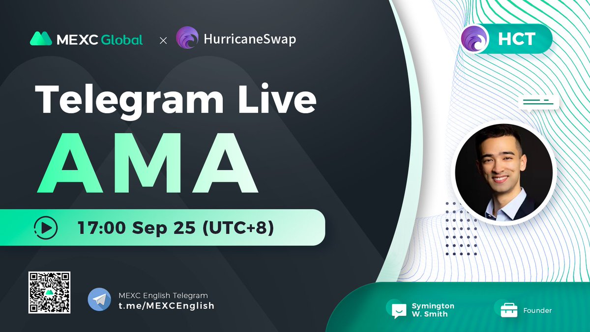 🌟@MEXC_Global AMA with <a href="/HurricaneSwap/">Hurricane Swap🔺</a> #HCT

📍Tele group: t.me/MEXCEnglish
⏰17:00 Sep 25 (UTC+8)

✅Follow <a href="/HurricaneSwap/">Hurricane Swap🔺</a> &amp; @MEXC_Fans
✅RT &amp; Like &amp; Tag 3
✅Comment 

🌈10 ppl* 10 $USDT equivalent token

Learn more about <a href="/HurricaneSwap/">Hurricane Swap🔺</a> &amp; #giveaway 🎊🎊
