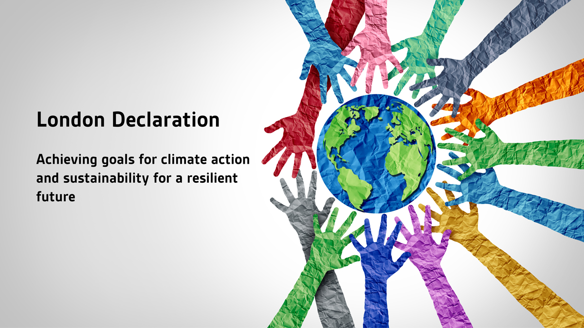BSI_UK's tweet photo. Today the #LondonDeclaration pledges to accelerate transition to #netzero. We are proud to have led the commitment in the @isostandards community. Together we will ensure global standards will support #climateaction and advance international climate goals. https://t.co/kTvzbRwbpn https://t.co/qFLNBCxgKO