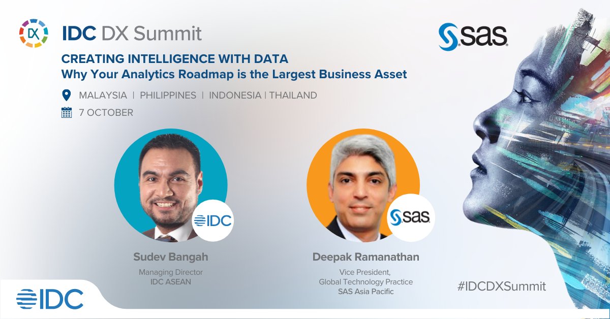 Join <a href="/IDC/">IDC</a>'s Sudev Bangah &amp; <a href="/SASAsiaPacific/">SAS Asia Pacific</a>'s <a href="/deepak/">Deepak Ramanathan</a> as they discuss how do enterprises set an agenda to build data &amp; analytics capabilities while keeping in mind the shorter term business goals being demanded. #IDCDXSummit 
Register now: 👉bit.ly/dxasean2021