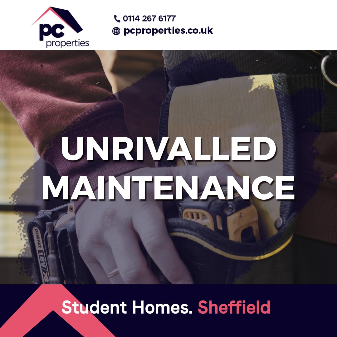 pcpropertiesuk's tweet photo. One of the main benefits of choosing PC properties for your student lets.....Our unrivalled maintenance. Got a problem? Our no hassle approach means you drop us a message and our team fix it. Quickly.

#sheffieldstudents #studentliving #unilife #shefunilife https://t.co/Pwz9cGeEKe