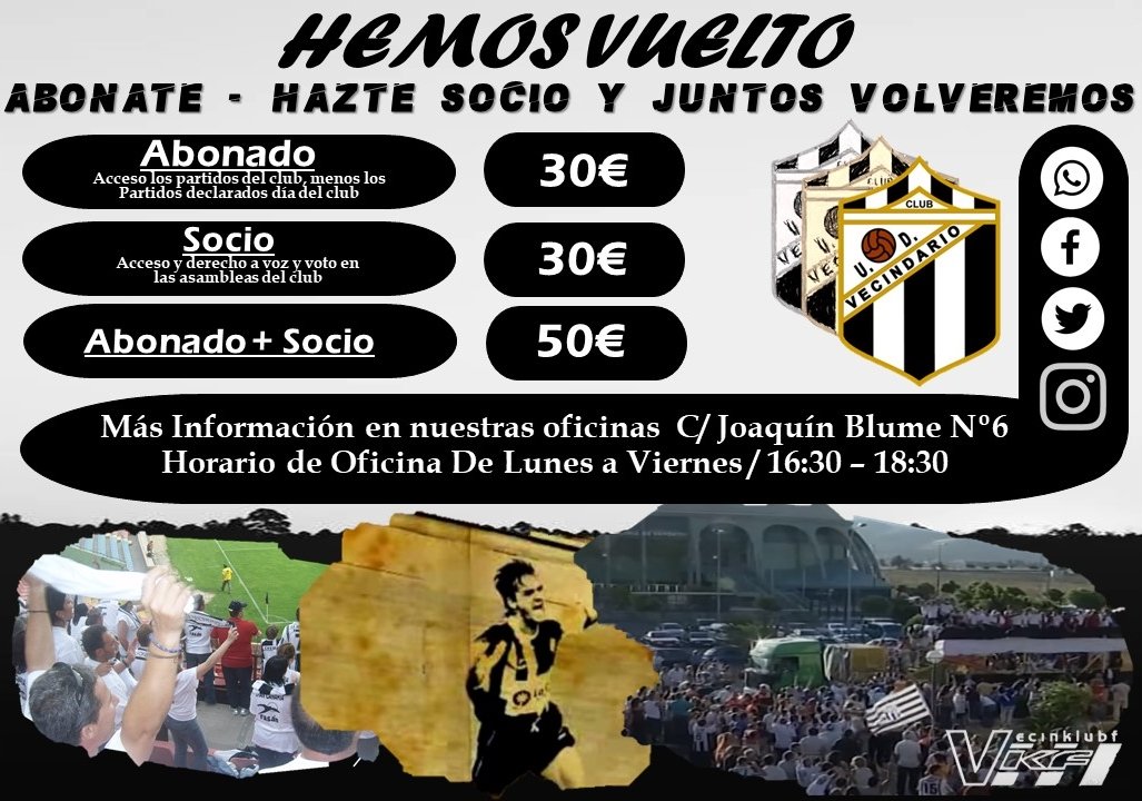 UDVECINDARIO_OF's tweet photo. 🏴🏳️🏴🏳️
Se acerca la temporada y queremos volver a vivir los días de gloria en el municipal y para eso queremos contar contigo pásate por la oficina y únete.

Síguenos en:

Twitter UDVECINDARIO_OF
Instagram UDVECINDARIO_OFICIAL
Facebook UDVECINDARIO_OFICIAL https://t.co/qHzuSwvnfh