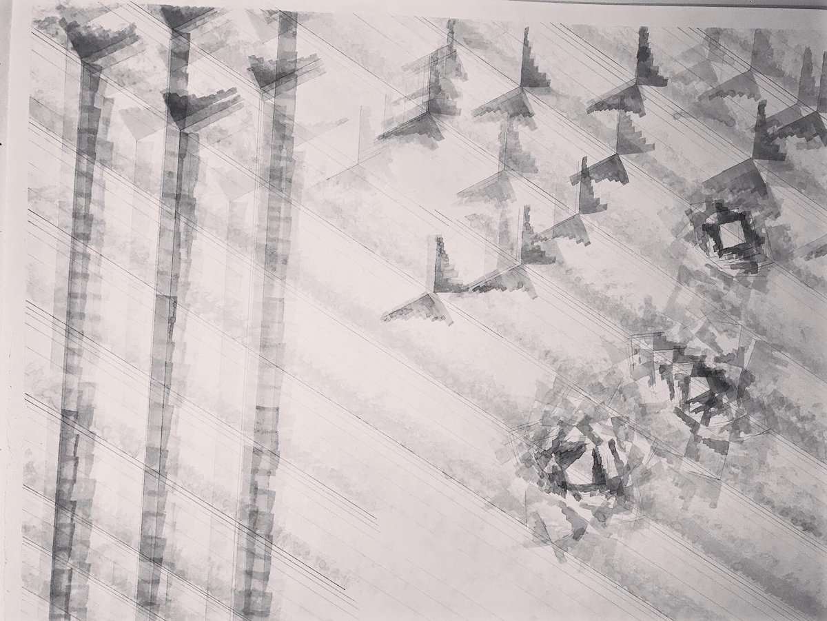 DesignUnderSky's tweet photo. More analog drawings of imagining the structure of water from my @risd1877 @risdlandscape students. We discuss how experimenting with these type of drawings can allow design ideas to emerge from unexpected places and eventually lead to built form.

#risd #landscapearchitecture https://t.co/CVy82hjCxP